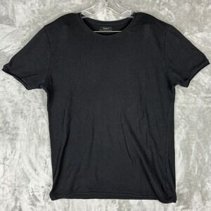 Zara Mens Black Short Sleeve Crew Neck Knit T-Shirt Size Medium Made In Portugal
